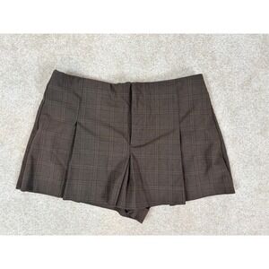 Zara Brown Plaid Pleated High Rise Mini Skort Size Medium 4661/413/753
